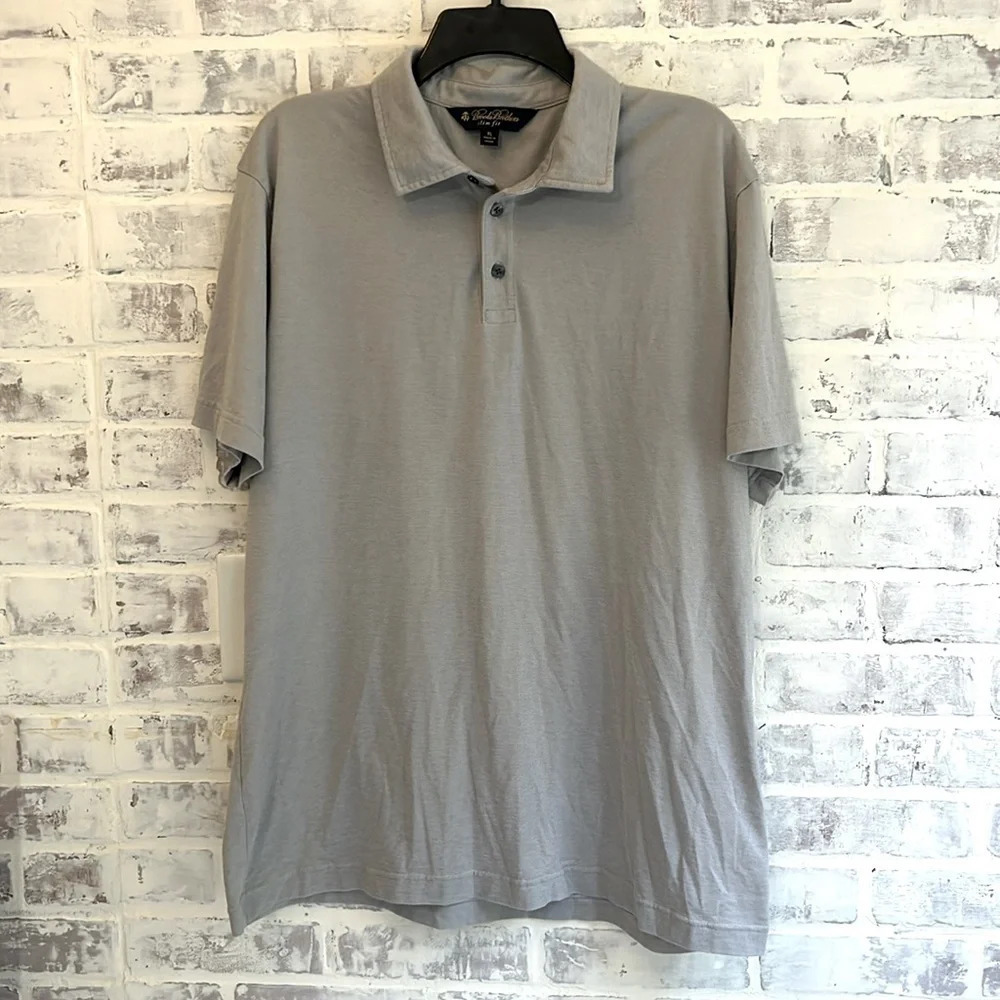 Brooks Brothers Light Gray Slim Fit Short Sleeved Lightweight Polo Mens XL